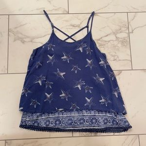 Abercrombie kids Cami tank top Blue with Starfish Size 13/14